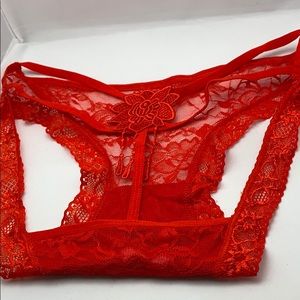 Red lace rose panties